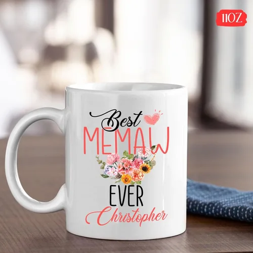 Miniatura 4 de Taza de café con texto en inglés "Best Memaw Ever", taza de cerámica personalizada con memaw única, taza de cerámica con la frase "Best Memaw Ever