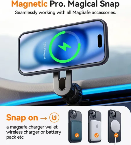 Miniatura 3 de CANSHN Funda magnética para iPhone 15 [compatible con MagSafe y probada contra caídas de grado MIL], funda delgada translúcida mate, antiarañazos, a