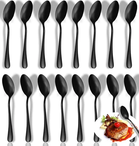 Miniatura 9 de Juego de 40 cucharas de mesa y cucharas de café, cucharas de acero inoxidable, cucharas de cubiertos de cocina para el hogar, cucharas de postre