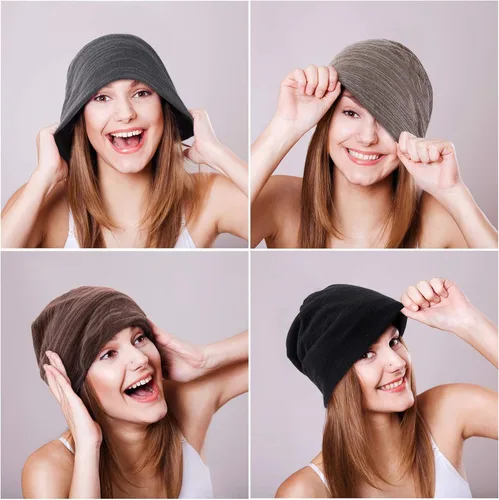 Miniatura 4 de Gorro holgado de 4 piezas, gorro para dormir, gorro de dormir holgado de punto con calavera para hombres y mujeres