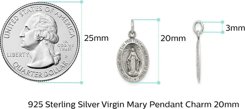Miniatura 5 de Dije vintage de plata de ley 925 maciza con diseño de Virgen María y Virgen María para nosotros, medalla milagrosa de María, 0.787 in x 0.394 in