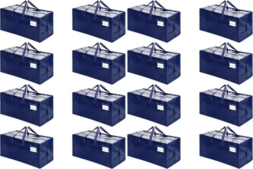 Miniatura 26 de VENO Paquete de 2 bolsas de mudanza, correas de mochila, mudanza, cajas de almacenamiento universitario, con tapas, resistentes, extragrandes, asas