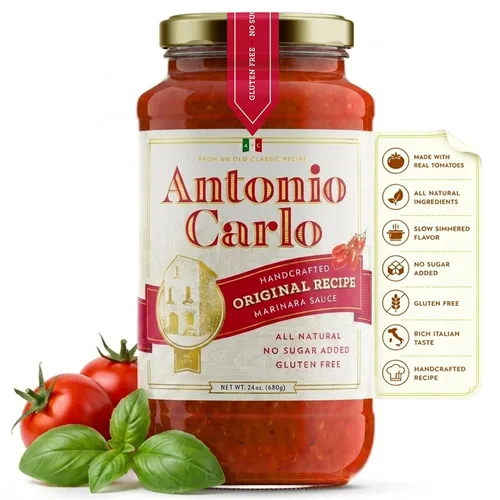 Miniatura 9 de ¡NUEVO! Antonio Carlo Autentico Italiano (3 Generaciones) Salsa de Marinara Artesanal Gourmet – FRESCO, Sin Conservantes, Salsa Vegana de Espagueti