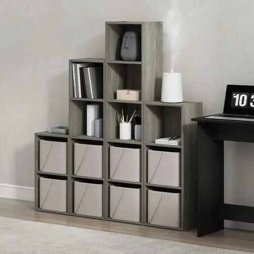 Miniatura 2 de Furinno - Estantería de cubos de 2 niveles serie Luder para libros y almacenamiento, color roble francés