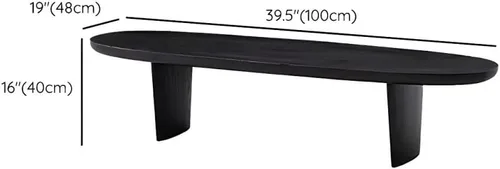 Miniatura 2 de RUNNUP Mesa de centro de madera negra ovalada, moderna, mesa de centro de decoración para sofá, mesa de cóctel para apartamento pequeño, sala