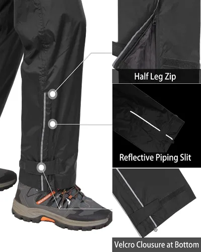 Miniatura 5 de 33000ft Pantalones de lluvia para hombre pantalones impermeables para lluvia pantalones al aire libre resistentes al viento para senderismo pesca