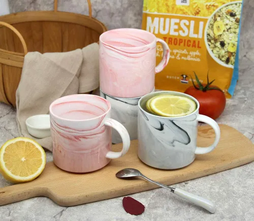 Miniatura 7 de M101 - Tazas de café apilables de 12 onzas para oficina, taza de cerámica de mármol novedosa para niños y niñas, amantes, mujeres y hombres, juego