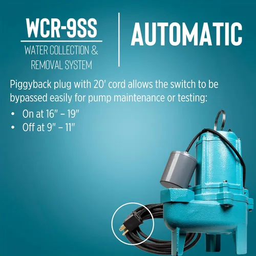 Miniatura 6 de Little Giant WCR-9SS 115 Voltios, 4/10 HP, 4800 GPH Sistema Automático de Recolección y Remoción de Agua/Filtración para Exteriores con Bomba