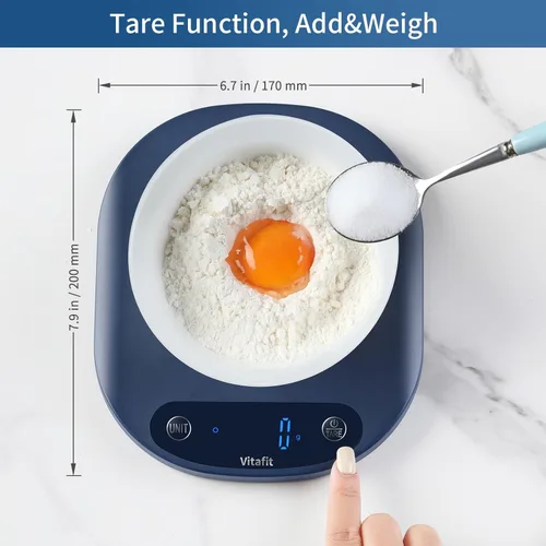 Miniatura 5 de Vitafit - Báscula digital para alimentos de 33 libras/15 kg de alta precisión 0.1 oz/1 g, nuestra propia báscula de cocina de fábrica profesional