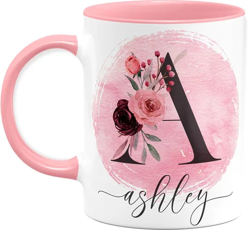 Miniatura 6 de Taza de café personalizada con letra inicial de nombre, doble cara, color negro, de 11 o 15 onzas, taza de cerámica personalizada, regalos
