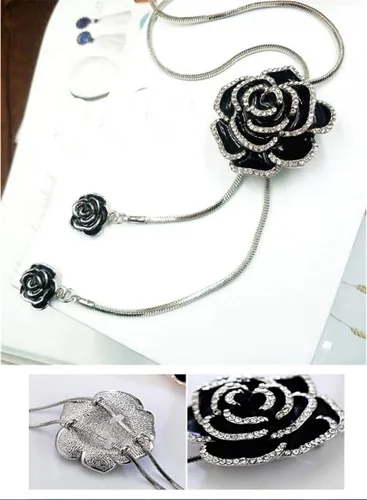 Miniatura 4 de Cathercing - Collar de cadena ajustable, larga y elegante con dije de diamantes de imitación, joyería única para mujeres y niñas