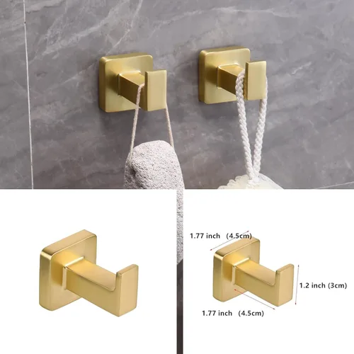 Miniatura 4 de Juego de 5 piezas de accesorios de baño de oro cepillado, juego de barra de toalla de mano de acero inoxidable de 60 cm dorado, soporte de papel