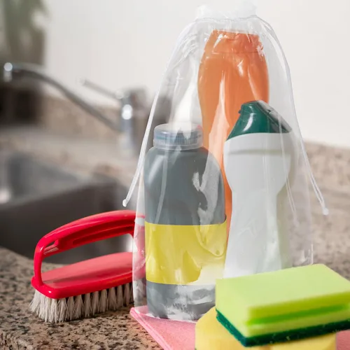 Miniatura 7 de Bolsas de cordón desechables PE 2 mil con cordones de algodón dobles