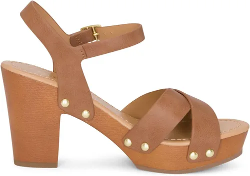 Miniatura 2 de STYLISH S SHIFT - Sandalias de tacón de plataforma de madera sintética con correa de tobillo y puntera abierta para mujer