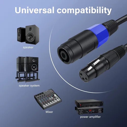 Miniatura 4 de SinLoon Speakon a XLR 22AWG 3Pin Cable de extensión de audio hembra con bloqueo giratorio para amplificador Pro DJ PA Stage (0.5M/1.6FT)