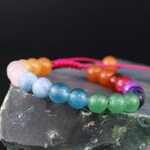 Miniatura 4 de DAZCOLO Pulsera de gemas hecha a mano con piedras preciosas de macramé ajustable de 0.315 in, cuentas redondas, cristales de cuarzo