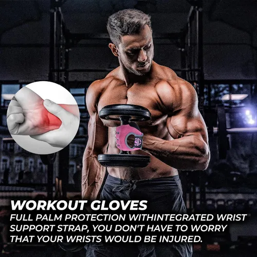 Miniatura 8 de Guantes de entrenamiento FIGHTSENSE para hombres y mujeres, guantes de levantamiento de pesas con palma acolchada de silicona antideslizante