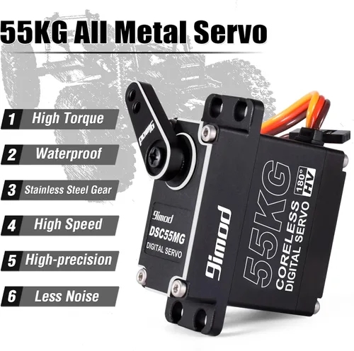 Miniatura 2 de Servo de alto par de 121.3 lbs de alta velocidad HV 8.4V sin núcleo servo motores de dirección RC engranaje de acero inoxidable de bajo perfil