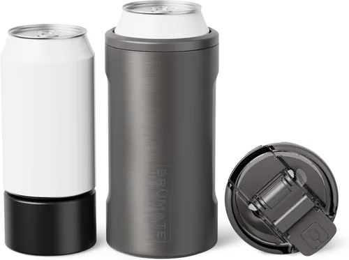 BrüMate Hopsulator Trio - Enfriador de latas aislado 3 en 1 para latas de 12 o 16 onzas + vaso 100 % a prueba de fugas con tapa, aislado para