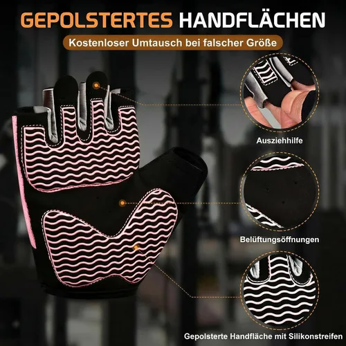 Miniatura 2 de sunnex Guantes de entrenamiento para mujer – Guantes de levantamiento de pesas transpirables con acolchado de silicona antideslizante, guantes