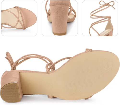 Miniatura 4 de Perphy Sandalias de tacón grueso con tiras y cordones para mujer