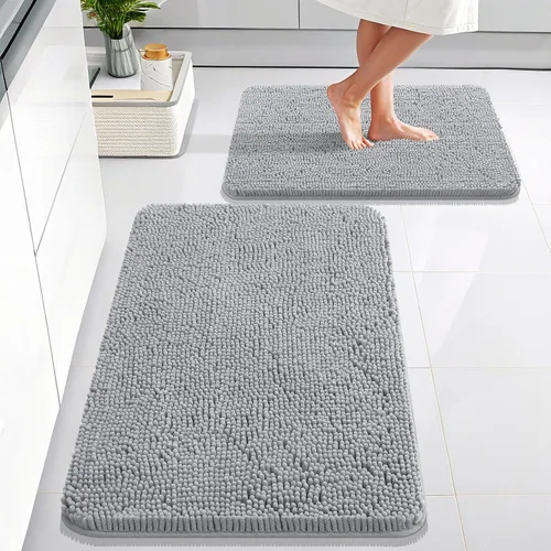 Miniatura 181 de OLANLY Juego de alfombras de baño de 2 piezas, alfombras de baño de chenilla suave y absorbente y alfombra de contorno en forma de U para inodoro