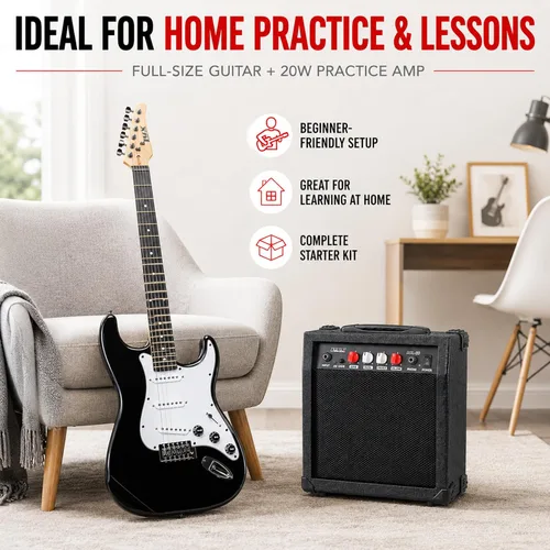 Miniatura 7 de LyxPro Kit completo de guitarra eléctrica de 39 pulgadas para principiantes, tamaño completo con amplificador de 20 W, el paquete incluye todos