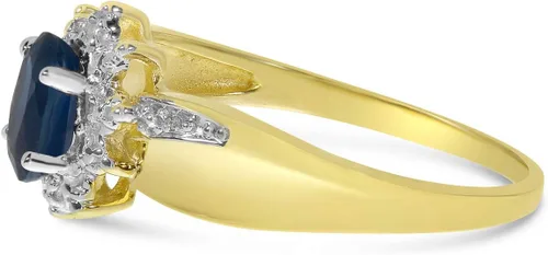 Miniatura 4 de Anillo de diamantes y zafiro ovalado de oro amarillo de 14 k