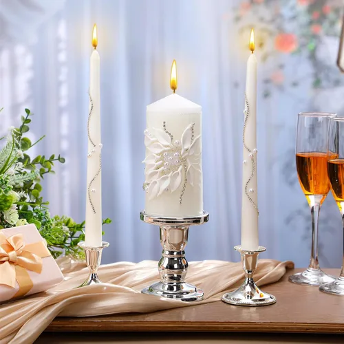 Miniatura 16 de Irenare Unity Velas con soporte para ceremonia de boda, accesorios de decoración de boda, portavelas de cristal, vela para eventos formales, iglesia