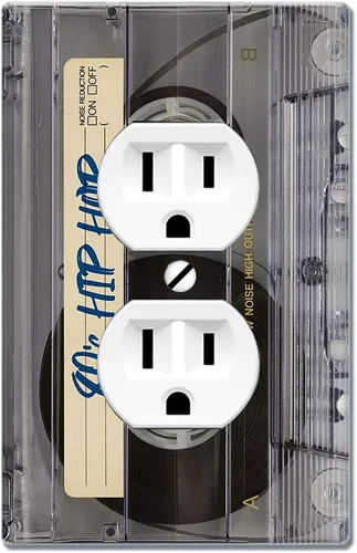 WIRESTER Placa de pared dúplex con cubierta de salida - Cinta de casete transparente retro Hip Hop