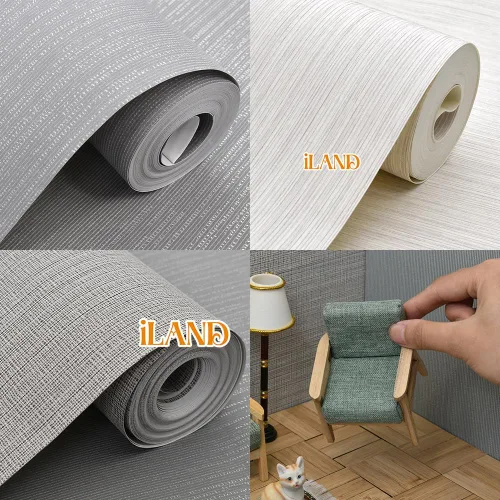 Miniatura 8 de iland Accesorios para casa de muñecas en miniatura, papel pintado para casa de muñecas a escala 1/12 y 1/6, 3 piezas engrosadas con rayas en relieve