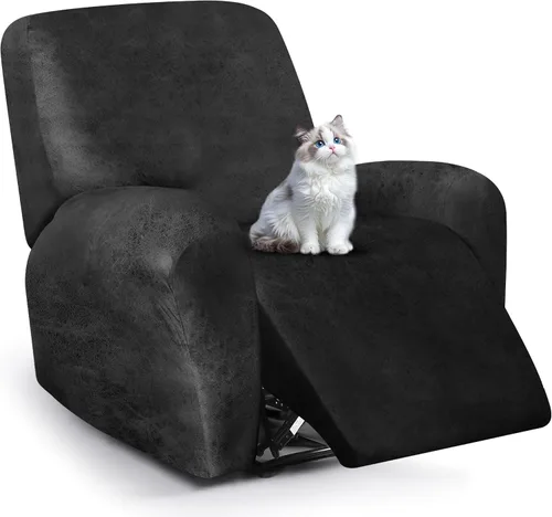 Miniatura 58 de ANARACHON Fundas para sillas reclinables con aspecto de cuero, funda elástica de 4 piezas, funda suave para silla reclinable, protector de muebles
