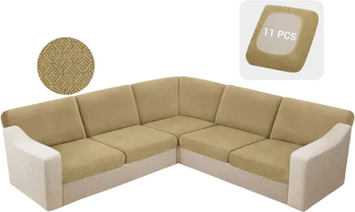 Miniatura 37 de HDCAXKJ - Fundas impermeables para cojín de sofá modular, fundas elásticas para cojín de sofá de esquina, fundas protectoras de muebles de jacquard