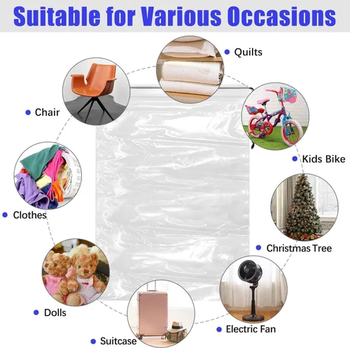 Miniatura 4 de Bolsas de plástico transparentes extra grandes con cordón de 36 x 50 pulgadas, paquete de 3 (4 mils), a prueba de polvo, a prueba de humedad