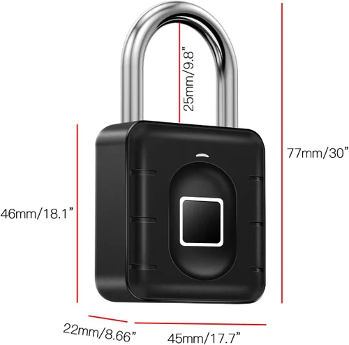 Miniatura 3 de AICase - Candado de huellas dactilares, Bluetooth con huella digital, soporta carga USB, IP67, impermeable, antirrobo, cerradura sin llave, adecuada