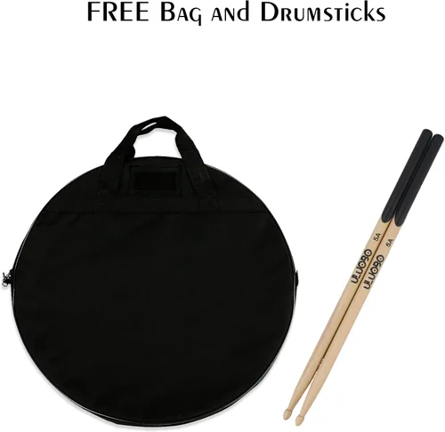 Miniatura 7 de Paquete de platillos de bajo volumen, juego de platillos silenciosos de 14, 16, 18, 20 pulgadas (5 piezas, negro) Bolsa de platillos incluida