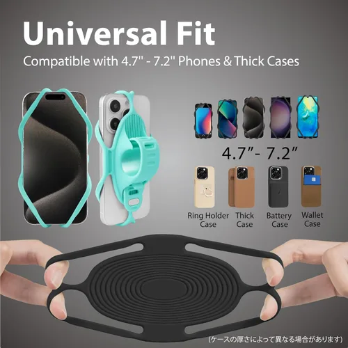 Miniatura 2 de Bone Bike Tie 5, soporte de teléfono celular para manillar, soporte de silicona sin arañazos con diseño antideslizante y absorbente de golpes, Negro