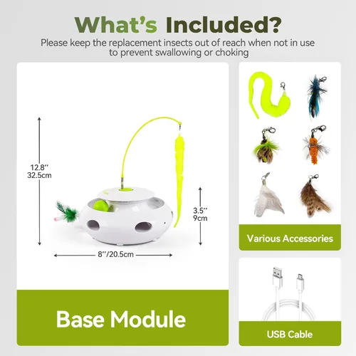 Miniatura 8 de ALL FOR PAWS Juguete interactivo 3 en 1 para gatos con bolas rodantes, juguete de plumas Whack-a-Mole, juguetes giratorios automáticos para gatitos