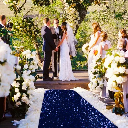Miniatura 10 de ShiDianYi Camino de pasillo azul para boda, 15 x 2 pies, moderno, tela de malla con lentejuelas y purpurina azul bebé con lentejuelas