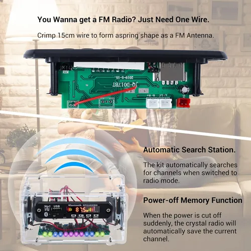 Miniatura 5 de MiOYOOW Kit de altavoz Bluetooth DIY con radio F, kit de práctica de soldadura electrónica, mini amplificador de sonido para el hogar, kit