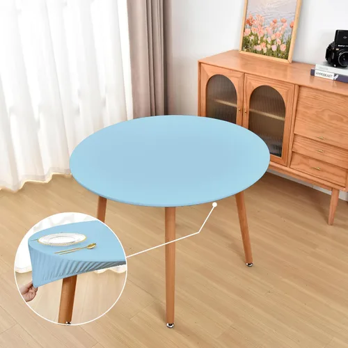 Miniatura 50 de Mantel ajustado blanco con elástico para mesas plegables de 48x48 pulgadas, manteles lavables y elásticos de elastano para mesas de cartas, manteles