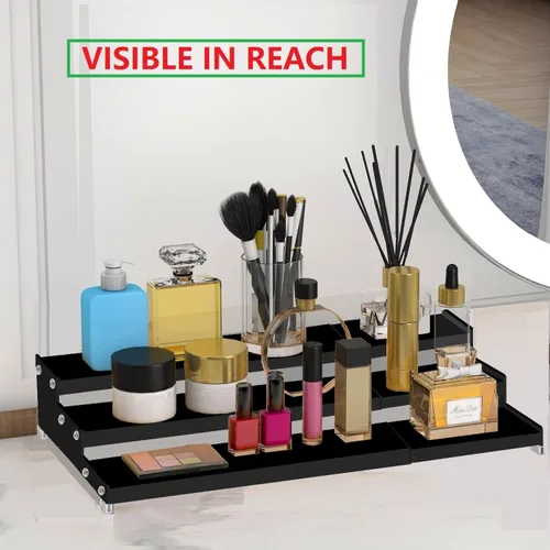 Miniatura 2 de Jojocross Organizador de especias para gabinete, almacenamiento de especias expandible de 3 niveles, ideal para armarios de cocina, armario, Negro