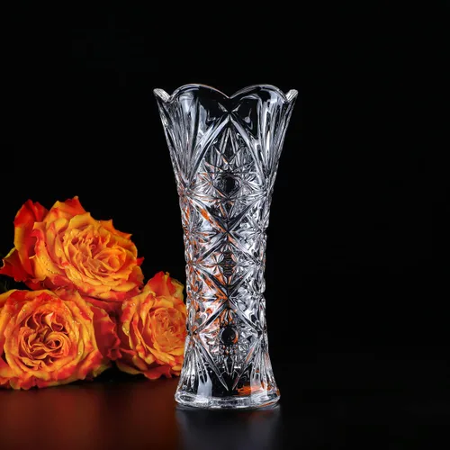 Miniatura 5 de Kanpura Florero de cristal transparente de 7.6 pulgadas, jarrón de cristal grueso para flores y decoración navideña, diseño de girasol (1 unidad)