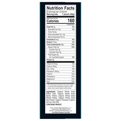 Miniatura 6 de Better Oats Bare Organic - Paquetes de cereales calientes multigrano, avena instantánea, textura gruesa y abundante, orgánico USDA, caja de 8 bolsas