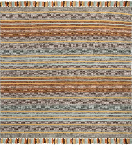 Miniatura 23 de SAFAVIEH Montauk Collection - Alfombra decorativa de 3 pies x 5 pies, color beige y multi, hecha a mano, estilo boho con rayas y flecos, de algodón