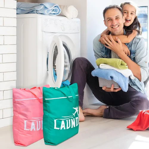 Miniatura 7 de Fiodrimy 2 bolsas grandes de viaje para lavandería, lavables, impermeables, para ropa sucia, trajes de baño, ropa de entrenamiento y gimnasio