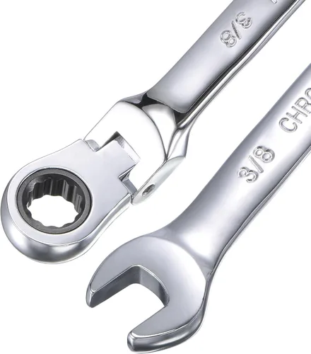 Miniatura 3 de uxcell Llave combinada de trinquete de cabeza flexible de 3/8 pulgadas SAE 72 dientes de 12 puntos de trinquete de caja de herramientas de llave