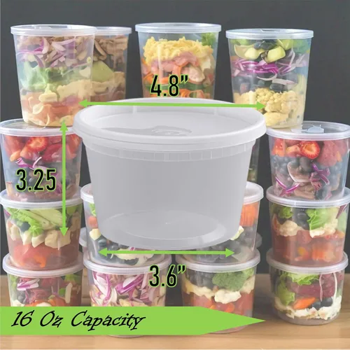 Miniatura 2 de Mr Miracle Contenedores de delicatessen con tapas, paquete de 24 recipientes de plástico transparente herméticos reutilizables para alimentos