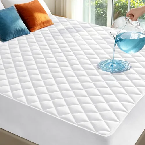 Protector de colchón de tamaño King, impermeable, lavable, funda acolchada, protección de cama ajustable, almohadilla de cama de plástico sin ruido,