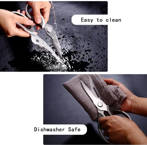 Miniatura 5 de Tijeras de cocina resistentes para alimentos, tijeras de cocina multiusos, aptas para lavavajillas, tijeras de cocina afiladas de acero inoxidable